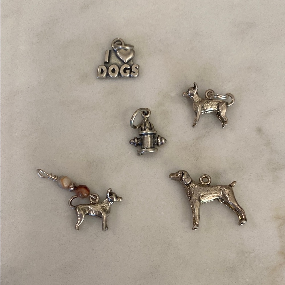 Silver Dog Charms Set